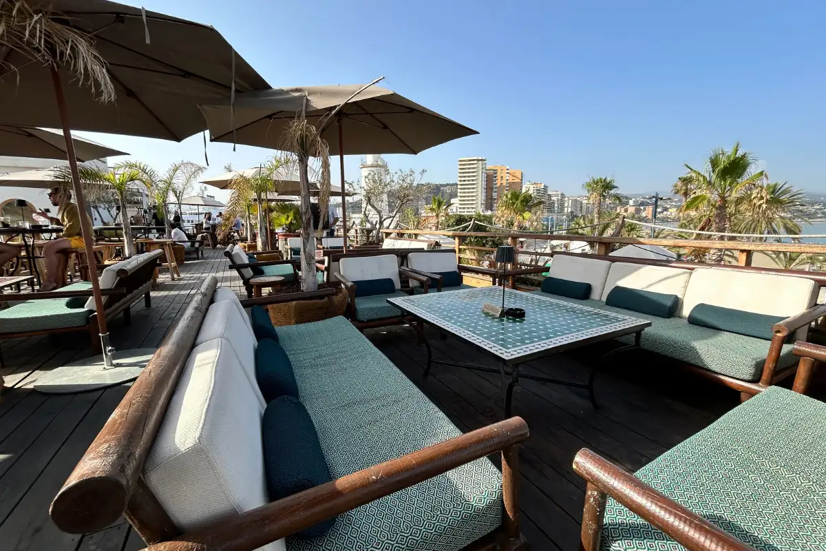 Sunset view from a rooftop bar in Málaga